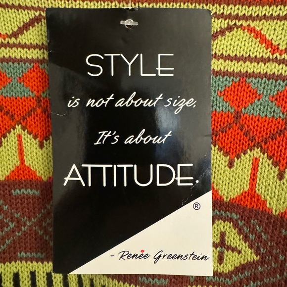 NWT Attitudes by Renee Global Illusions Fair Isle Sweater Chartreuse Women’s 1X - Picture 5 of 8